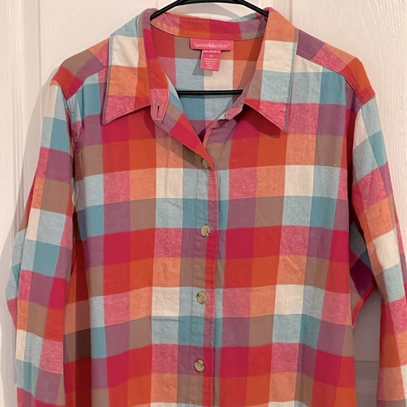 Woman Within long sleeve Soft Plaid Flannel Top Size 1X - Picture 3 of 8